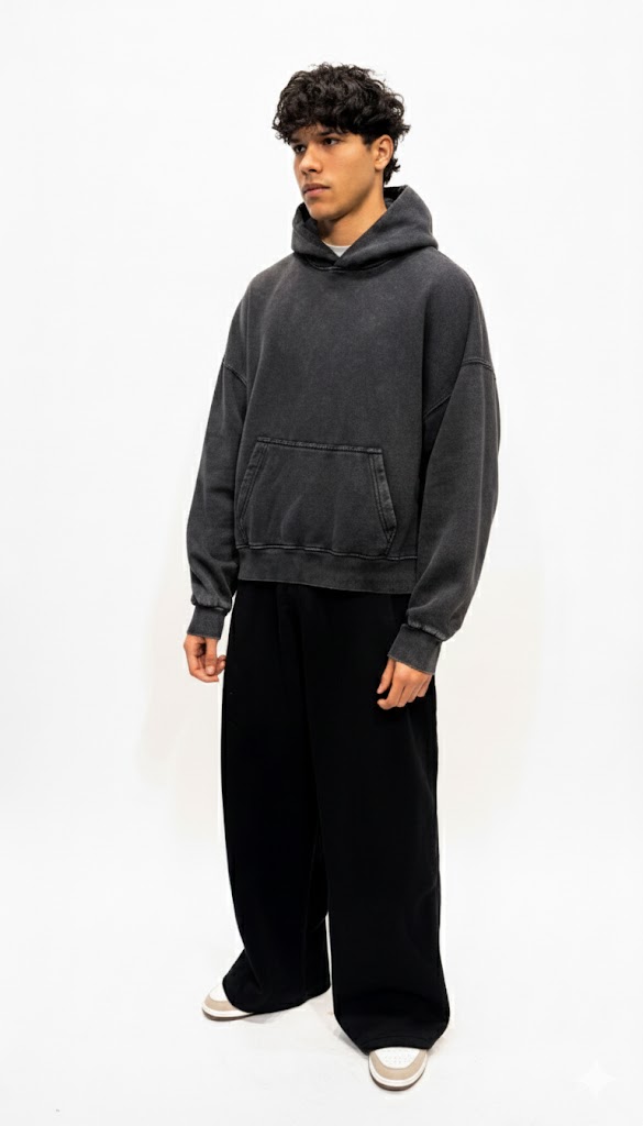 Hoodie Oversized Washed Black